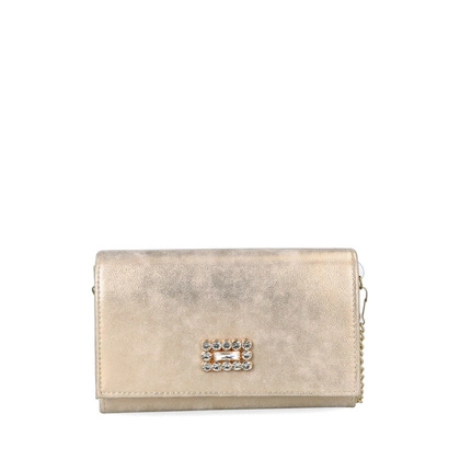 Wizytowa torebka z ozdobą - TYMOTEO 120 PRZECIERANY ZŁOTY