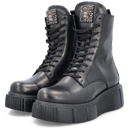 Skórzane workery na platformie - SIMEN 5734A CZARNE