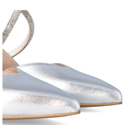 Ślubne szpilki z ozdobnymi paseczkami - KOTYL 3714 SREBRNE