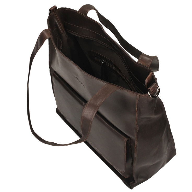 Torebka skórzana shopper - TOSCANIO TR12744 CIEMNY BRĄZ