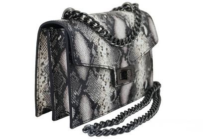 Skórzana torebka z motywem węża - BARBERINIS 970-1 CZARNA