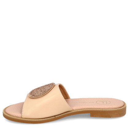 Eleganckie klapki z ozdobą - FILIPPO DK6217/24 BEŻ