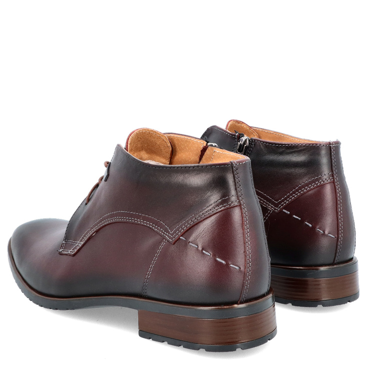 Eleganckie buty męskie zimowe - LEADER 084A-704 BORDOWE 