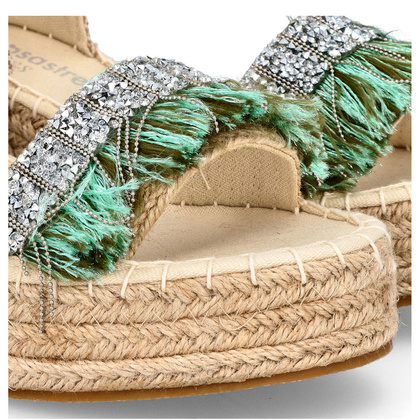 Hiszpańskie sandały na koturnie - SIMÓ SASTRE SS22/BX9232/VE BEŻOWO ZIELONE