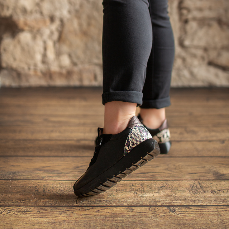 Hiszpańskie sneakersy premium - WONDERS A-2495 CZARNE