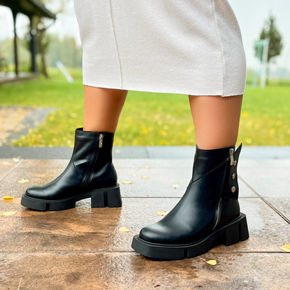 Botki damskie skórzane - TYMOTEO 2169 CZARNY