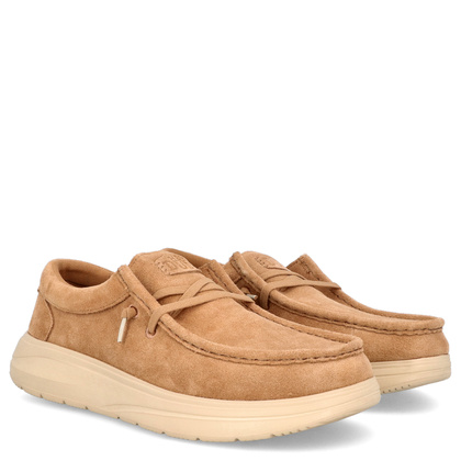 Lekkie mokasyny męskie - HEY DUDE WALLY COMF SUEDE 41975 CAMEL