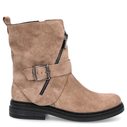 Płaskie botki ze skóry - TYMOTEO G1067 BEŻOWE