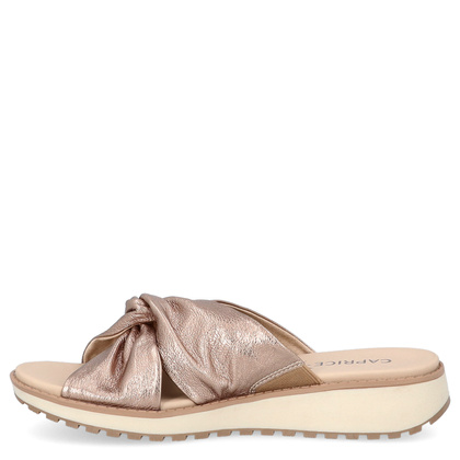 Wygodne klapki ze skóry - CAPRICE 9-27202-42 ZŁOTE