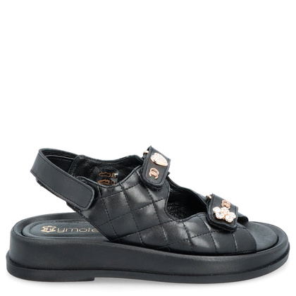 Sandały na rzep z ozdobami - TYMOTEO G1059 CZARNE