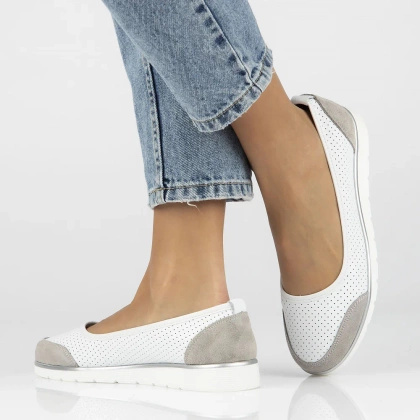 Lekkie ażurowe półbuty skórzane - FILIPPO DP4524/25 BIAŁE