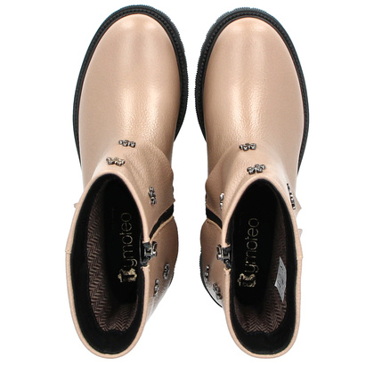 Skórzane botki z wywijaną cholewką - TYMOTEO G1068 BEŻOWE