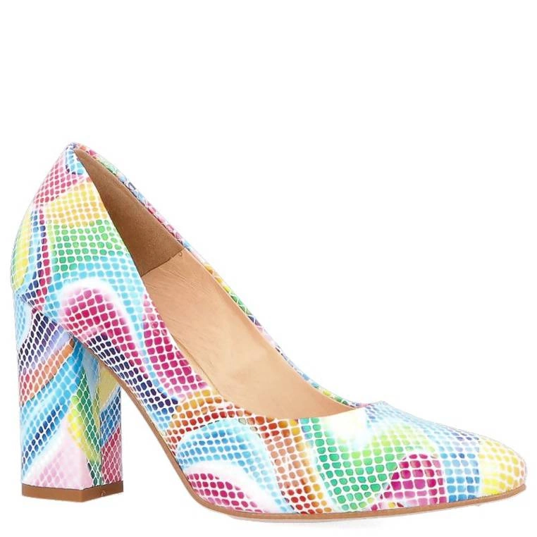 Skórzane czółenka na słupku - TYMOTEO DEAR KOLOROWE