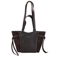 Torebka damska skórzana - TOSCANIO G143 CIEMNY BRĄZ