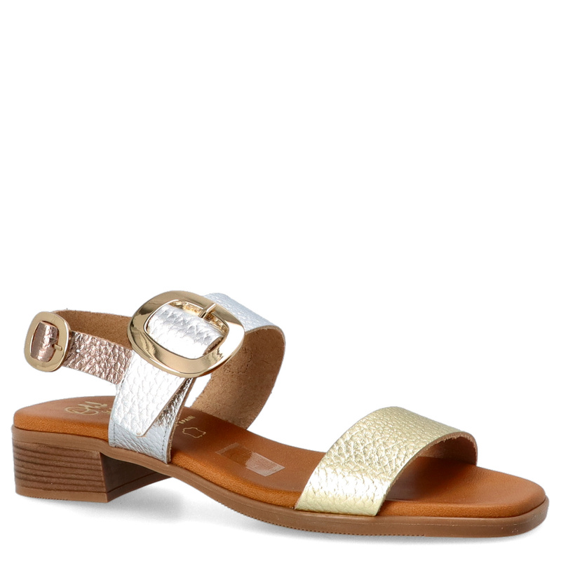 Eleganckie sandały ze skóry - OH! MY SANDALS 5609 ZŁOTO SREBRNE