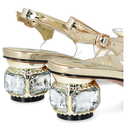 Silikonowe sandały na ozdobnym obcasie - SCAVIOLA S-238 ZŁOTE