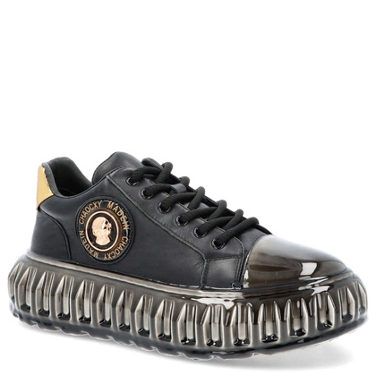 Skórzane sneakersy męskie - JOHN DOUBARE CC2881 CZARNE