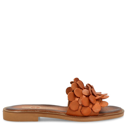 Klasyczne klapki ze skóry - LEMAR 40381 BRĄZOWE