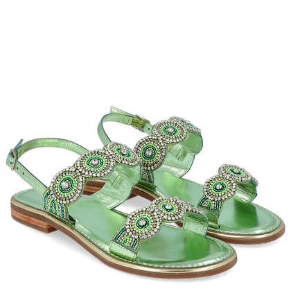 Eleganckie zdobne sandały - LEJADE 3755 PISTACJOWE