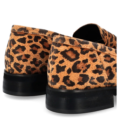 Skórzane mokasyny damskie - TYMOTEO 2162 PANTERKA