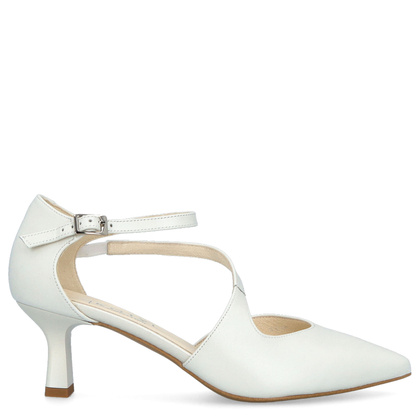 Ślubne buty na niskim obcasie - KOTYL 5441 ECRU PERŁOWE