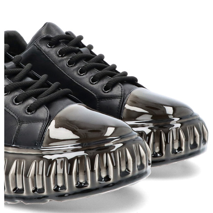 Skórzane sneakersy męskie - JOHN DOUBARE CC2881 CZARNE