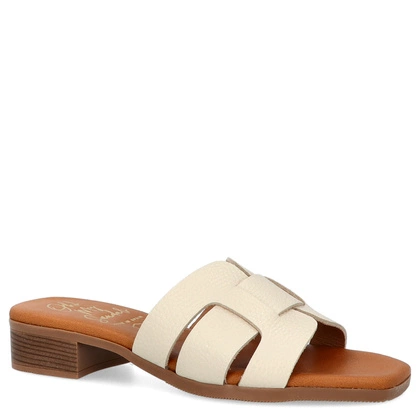 Wygodne klapki ze skóry - OH! MY SANDALS 5600 KREMOWE