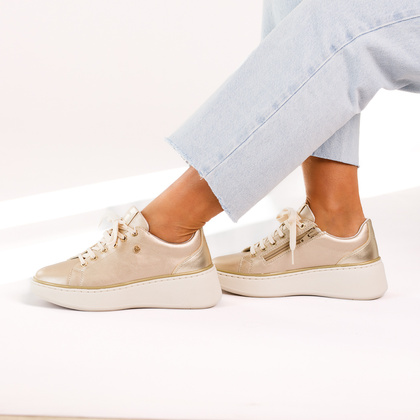 Sneakersy damskie - GEOX D.SUNNETTY D55YHA ZŁOTE