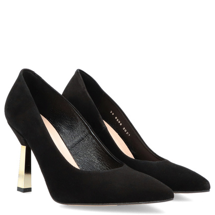 Szpilki z kontrastowym obcasem - KOTYL 8509 CZARNE