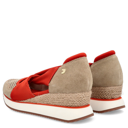 Hiszpańskie sneakersy na koturnie - GIOSEPPO 74059 BEŻOWO-CZERWONE