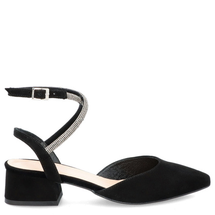 Czółenka z ozdobnymi paseczkami - KOTYL 9939 CZARNE