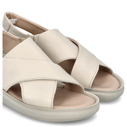 Wygodne skórzane sandały - LEMAR 40392 BEŻOWE