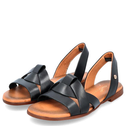 Płaskie sandały skórzane - LEMAR 40185 CZARNE