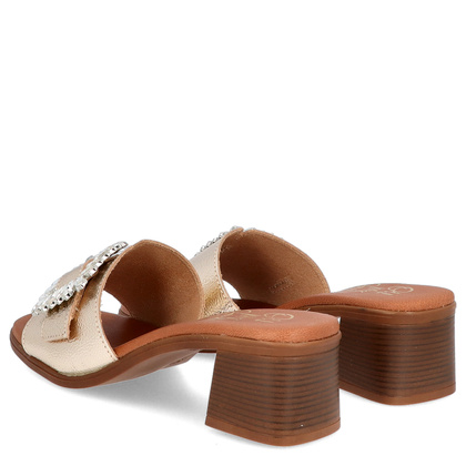 Eleganckie skórzane klapki - OH! MY SANDALS 5353 ZŁOTE