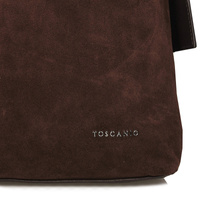 Zamszowa torebka damska - TOSCANIO G39 CIEMNY BRĄZ