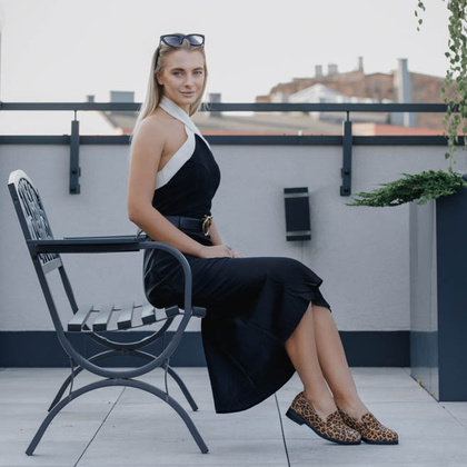 Skórzane mokasyny damskie - TYMOTEO 2162 PANTERKA