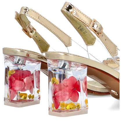 Silikonowe sandały na modnym obcasie - SCAVIOLA S-352 ZŁOTE