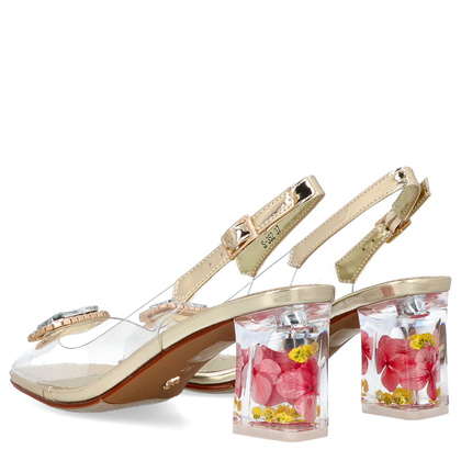 Silikonowe sandały na modnym obcasie - SCAVIOLA S-352 ZŁOTE