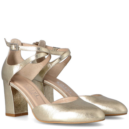 Czółenka z zapięciem - KOTYL 7101 ZŁOTY LICO