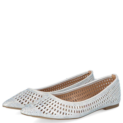 Błyszczące balerinki ślubne - MENBUR 20742 SREBRNE