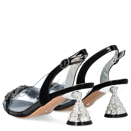 Sandały na ozdobnym obcasie - SCAVIOLA S-143 CZARNE