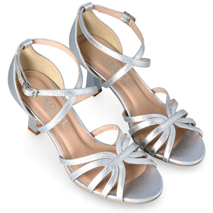 Skórzane sandałki do tańca - KOTYL 4370 SREBRNE