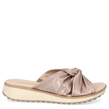 Wygodne klapki ze skóry - CAPRICE 9-27202-42 ZŁOTE