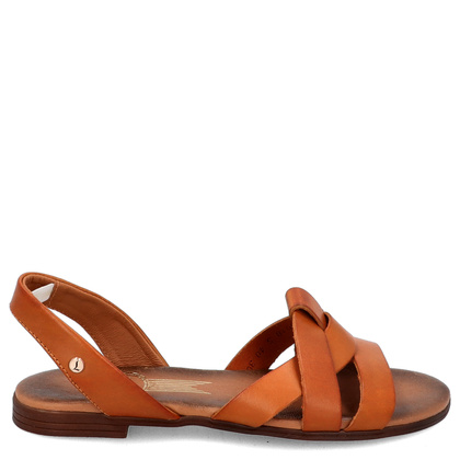 Płaskie sandały skórzane - LEMAR 40185 BRĄZOWE