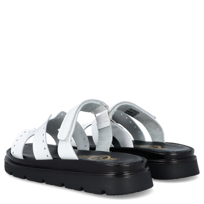 Skórzane klapki damskie - LEMAR 40440 BIAŁE