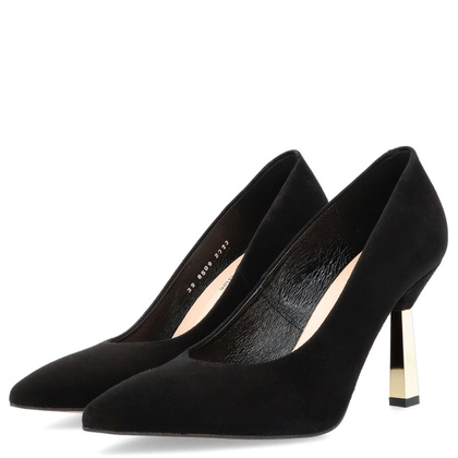 Szpilki z kontrastowym obcasem - KOTYL 8509 CZARNE