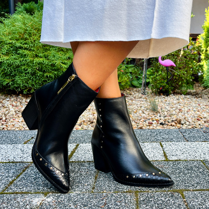 Skórzane kowbojki na słupku - GIOSEPPO 73577 CZARNE