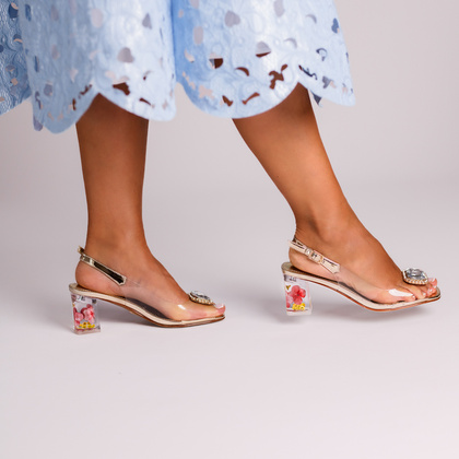 Silikonowe sandały na modnym obcasie - SCAVIOLA S-352 ZŁOTE