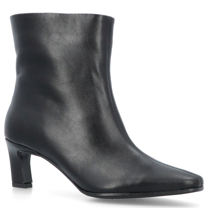 Skórzane botki na obcasie - TYMOTEO G1076 CZARNE LICO