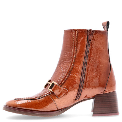 Lakierowane botki na słupku - HISPANITAS HI243727 BRĄZOWE